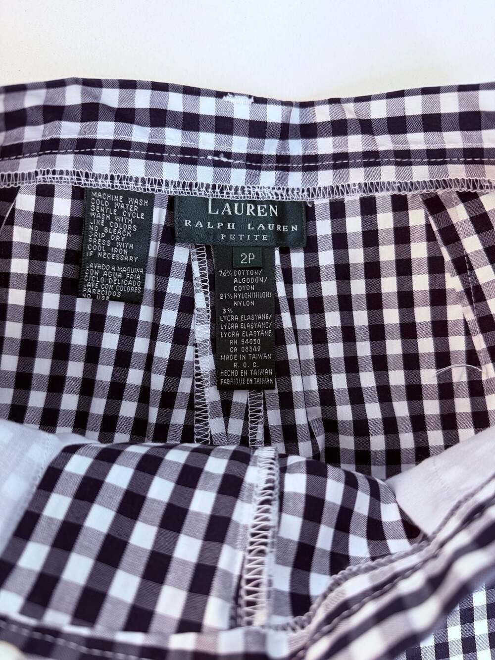 Lauren Ralph Lauren Petite Black and White Gingham Cropped Pants - size 2p - Picture 3 of 7